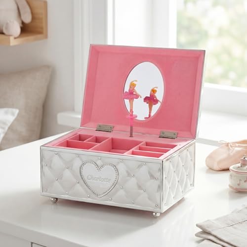 Personalized Musical Ballerina Jewelry Box for Girls with Custom Engraving