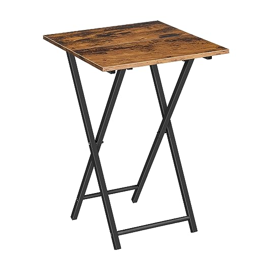 Folding TV Tray Table, Industrial Snack Side Table for Small Spaces