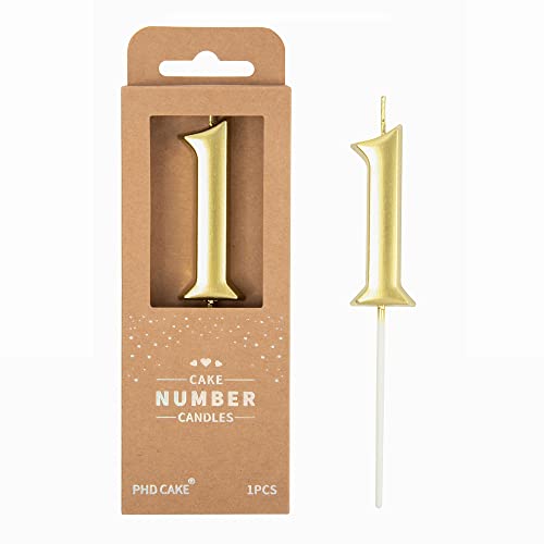 2.76 Inch Gold Number 1 Birthday Candle for Cake Decoration