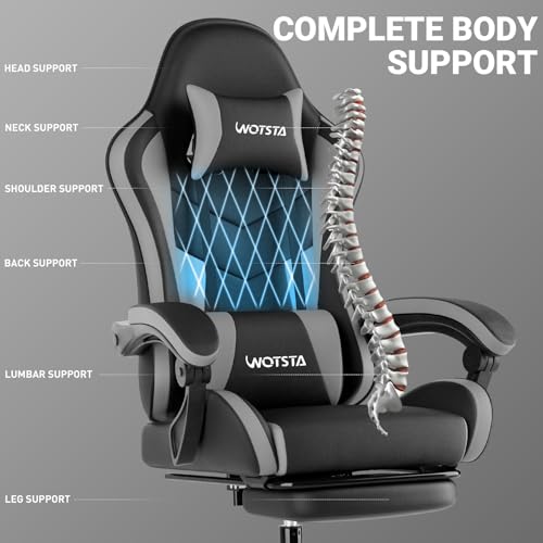 Ergonomic Gaming & Office Chair with Footrest, Recliner & Lumbar Support