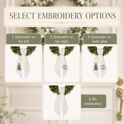 Custom Embroidered Monogram Wreath Sash for Front Door & Holiday Decor