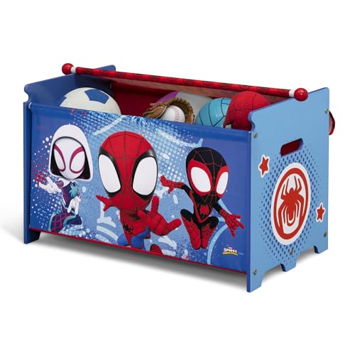 Spider-Man Toy Box with Retractable Lid - Durable Wooden Storage Chest