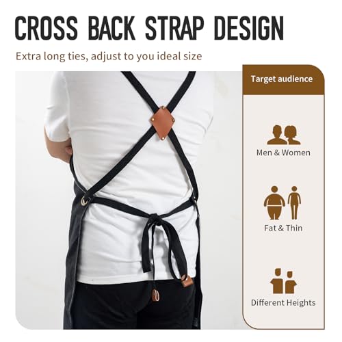 Waterproof Cotton Chef Apron with Large Pockets for Cooking and Grilling