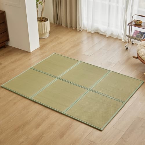 Natural Rush Grass Tatami Floor Mat, Queen Size Folding Futon Pad