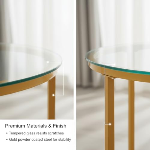 Round Nesting Coffee Table Set of 2, Modern Marble Pattern Stacking Tables