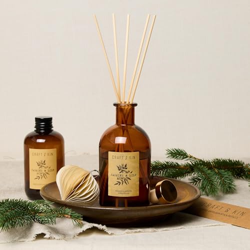 Lily & Jasmine Reed Diffuser Set - 5.75 oz Long-Lasting Home Fragrance