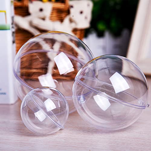 20 Pack 3.15-inch Clear Plastic Fillable Ornaments for DIY Crafts
