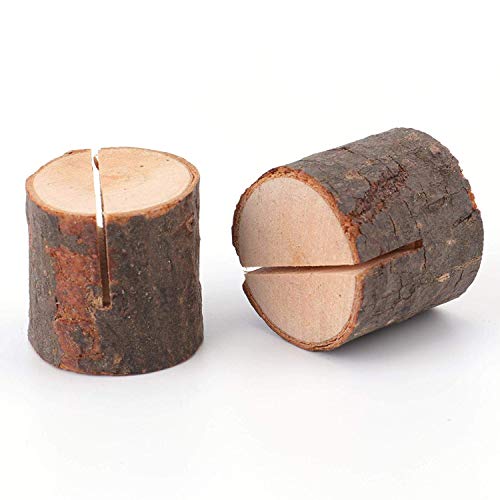 50-Piece Rustic Wooden Place Card Holders with Kraft Paper Cards