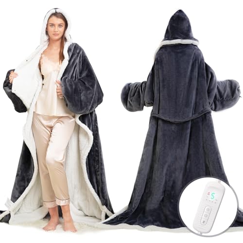 Wearable Heated Blanket with Foot Pocket & 8 Heat Settings