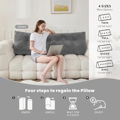 Ergonomic Queen Wedge Headboard Pillow with Removable Cover