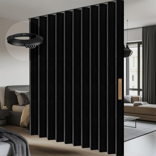 Blackout Room Divider Curtain with Flexible Ceiling Track System