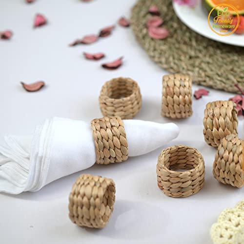 48 Pcs Water Hyacinth Napkin Rings Set for Wedding Holiday Dinner Home Decor