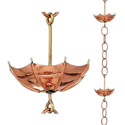 8.5-Foot Pure Copper Umbrella Rain Chain for Gutters