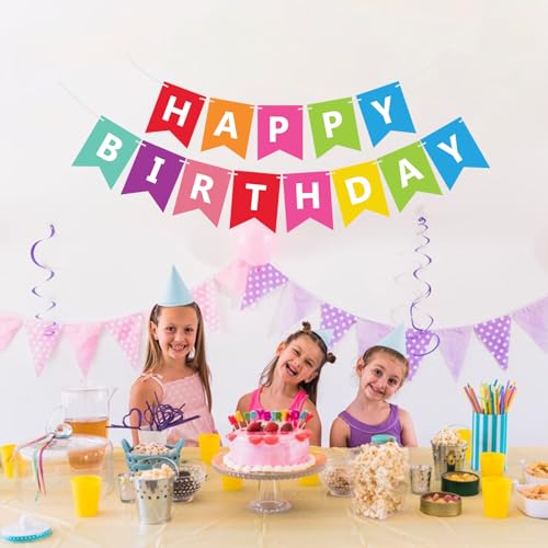 Colorful Happy Birthday Banner - Pre-Strung Party Decoration