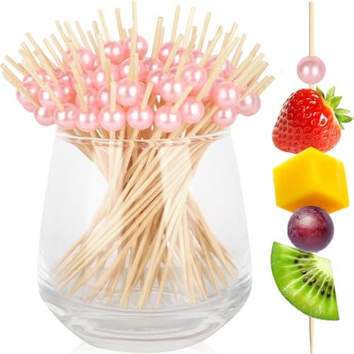 Vicuna R 200PCS Pink Pearl Cocktail Picks for Appetizers & Garnishes