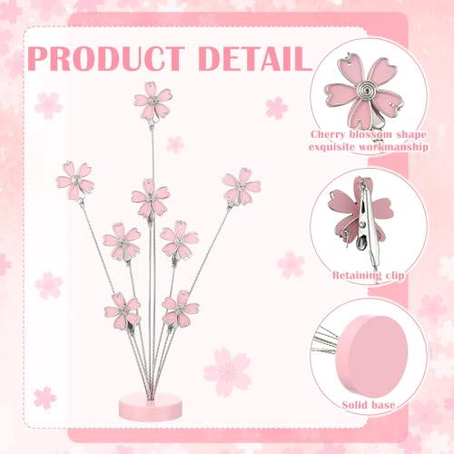 Pink Cherry Blossom Photo Tree Stand with 8 Clips for Desk Display