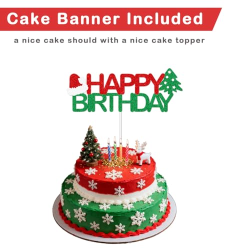 Happy Birthday Christmas Banner - Pre-Strung Holiday Party Decoration