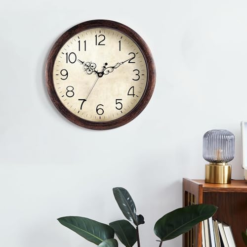 8-Inch Vintage Wall Clock, Silent Battery Operated Retro Quartz Timepiece