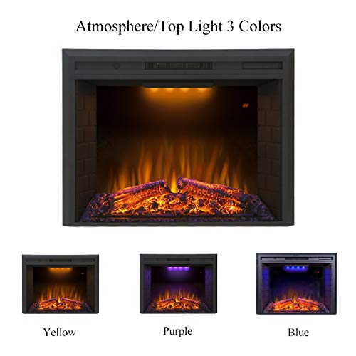 36-Inch Electric Fireplace Insert with Sound and Remote Control