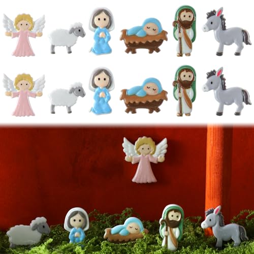 Cinnvoice Colorful Jesus Nativity Scene Set - 60 Mini Decorations, Christmas Crafts