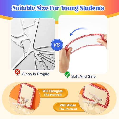 10-Pack Shatterproof Acrylic Mirrors - 6x4" Pastel Plastic Safety Mirrors