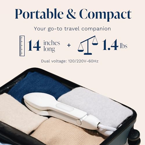 Nori Press Travel Steam Iron and Handheld Clothes Press with 6 Fabric Settings White