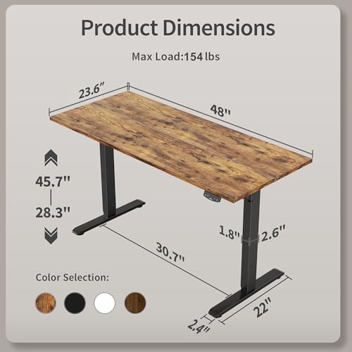 Electric Standing Desk 48 x 24 Inch, Height Adjustable Sit Stand Desk