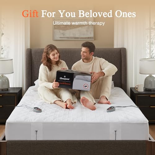 Beautyrest Cotton Heated Mattress Pad - Bed Warmer with 20 Heat Settings Controller, Auto Shut Off Timer, All Around Elastic Deep Pocket, UL Certified, Machine Washable, White Twin XL