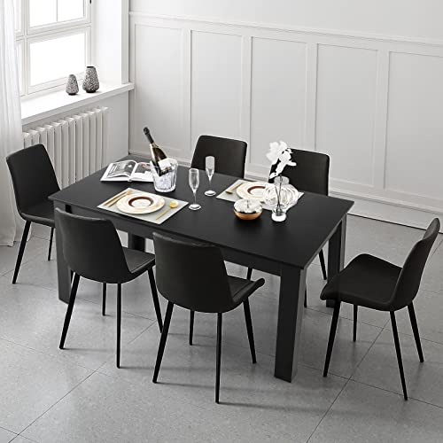 63-Inch Rectangular Dining Table for 4-6, Sturdy Wood Kitchen Table