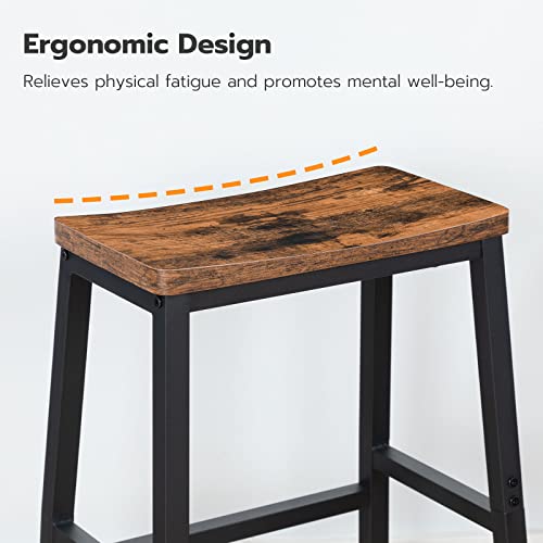 Industrial Saddle Bar Stools - 23.6 Inch Counter Height Set of 2