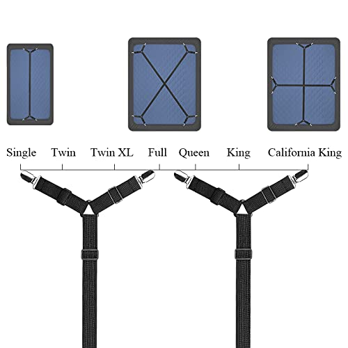Adjustable Bed Sheet Suspenders Clips for Twin to King Sizes