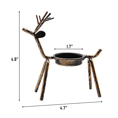 Set of 6 Metal Reindeer Tea Light Candle Holders for Christmas Decor