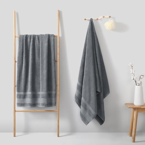 Oversized 100% Cotton Bath Towels - 35 x 70 Inch Absorbent Sheets, Set of 2