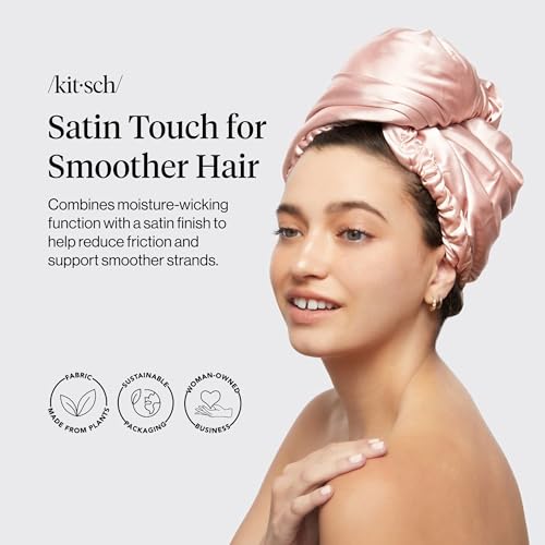 Kitsch Blush Microfiber Hair Towel Wrap - Fast Dry & Frizz Control for Women