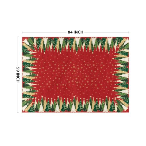 Artoid Mode 5' x 7' Red Xmas Tree Snowflake Area Rug – Non-Slip Washable Holiday Living Room Decor