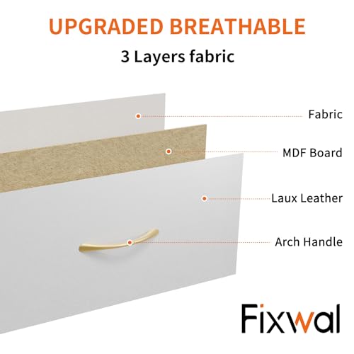 Fixwal Tall Narrow White Fabric Dresser with 7 Drawers - 11.8"D x 15.7"W x 47.2"H Storage Organizer