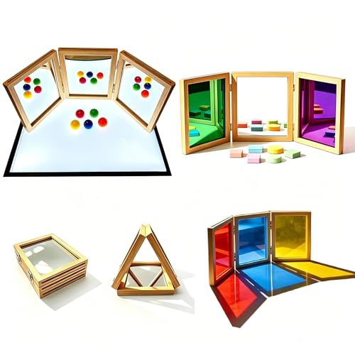Tri-Fold Sensory Mirror for Light Table Observation and Shadow Play
