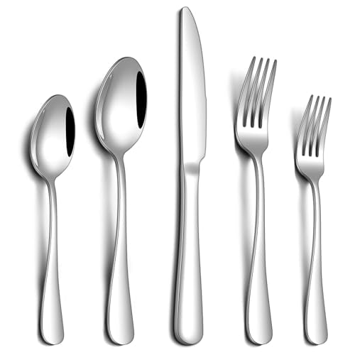 20-Piece Stainless Steel Silverware Set for 4, Mirror Polished Flatware