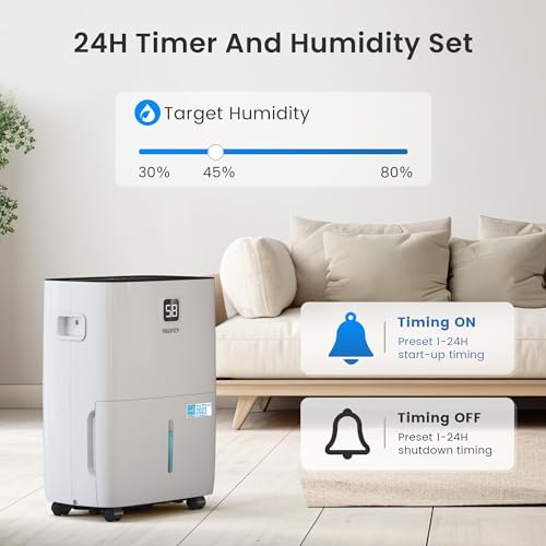 120 Pint Basement Dehumidifier for Large Spaces with Drain Hose