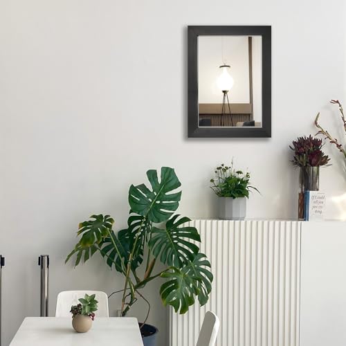 12x16 Inch Rectangular Wall Mirror, Modern Black Decorative Mirror