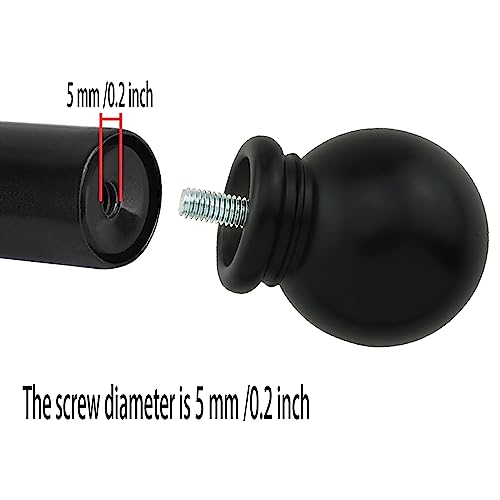 Round Curtain Rod Finials, 1.4-Inch Ball Ends for 5/8-Inch Rods, 2-Pack