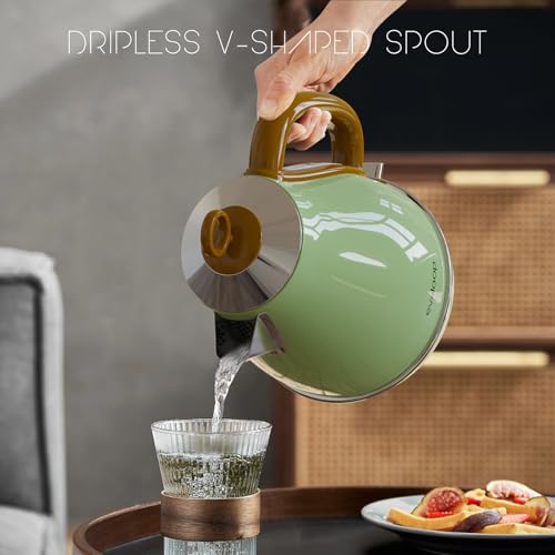 Evoloop 1.7L Electric Kettle - Glossy Green, BPA-Free Stainless Steel Tea & Hot Water Boiler, Auto Shut-Off, 1500W