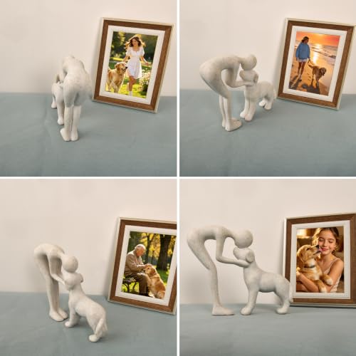 Abstract Person and Dog Sculpture, Resin Pet Memorial Figurine