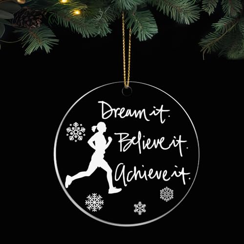 Marathon Runner Christmas Ornament with Gift Bag - Inspirational Running Decor