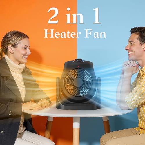 2-in-1 Portable Space Heater and Desk Fan Combo for Home Office