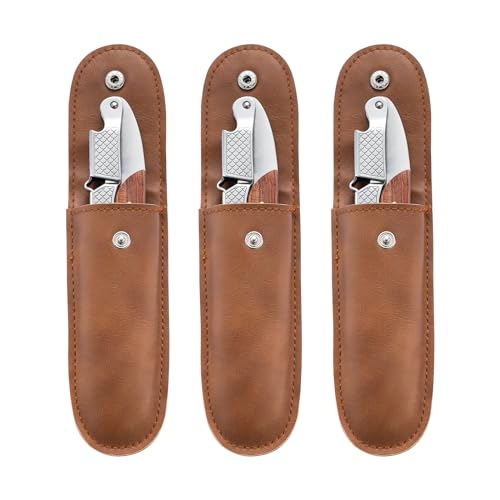 3-Pack Professional Waiter Corkscrew Wine Opener with Leather Travel Bag - Stainless Steel & Rosewood Handle, Ideal for Bars & Restaurants