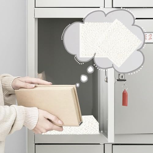 10-Inch White Locker Rug, Anti-Slip Fluffy Chenille Carpet for School Lockers