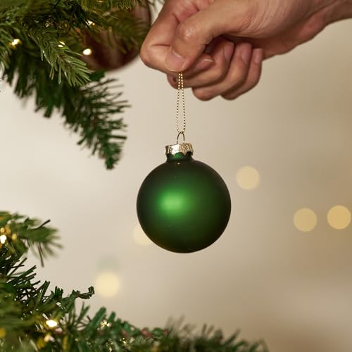 DN DECONATION Green Glass Christmas Ornament Set with 3 Effects, 9 Pieces