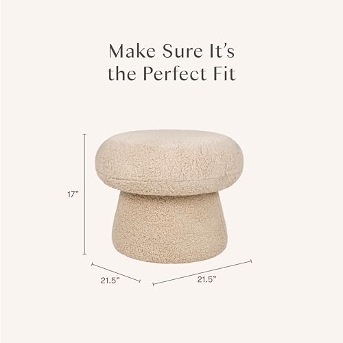 Plush Round Mushroom Pouf Ottoman - Chai Shearling Nursery Footrest