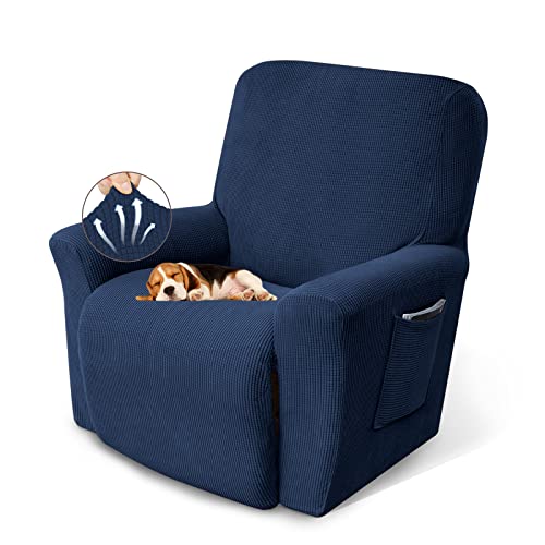 Stretch Recliner Chair Cover with Pocket - Washable 1-Piece Slipcover